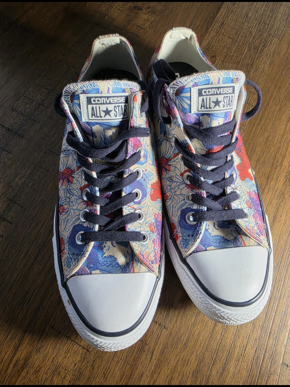 Converse Low Top Floral Sneakers - Navy, Red, Blue